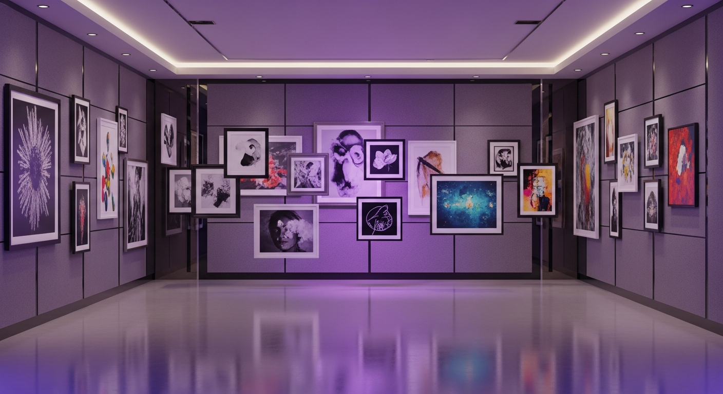 Begehbarer 3D-Erinnerungsraum mit schwebenden Fotos und persönlichen Erinnerungen