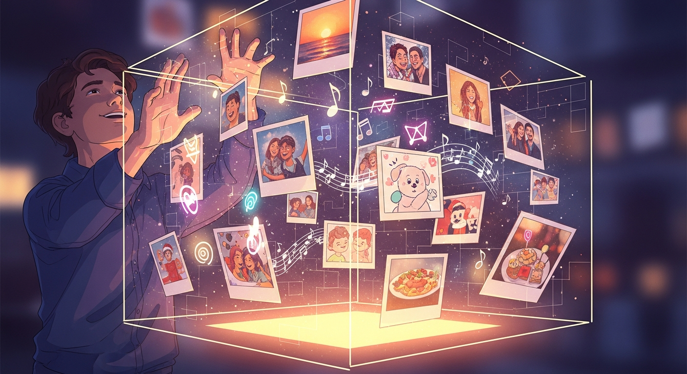 Person erstellt einen 3D digitalen Erinnerungsraum in Soul to Soul — kreatives Erschaffen statt passivem Scrollen