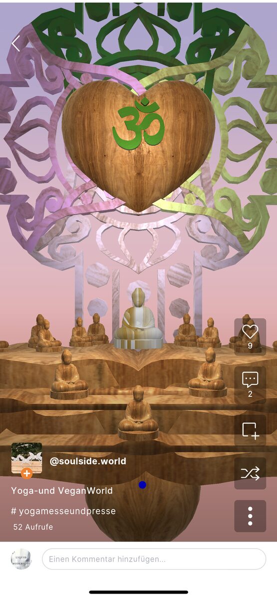 3D Yoga and meditation room with Buddha statues